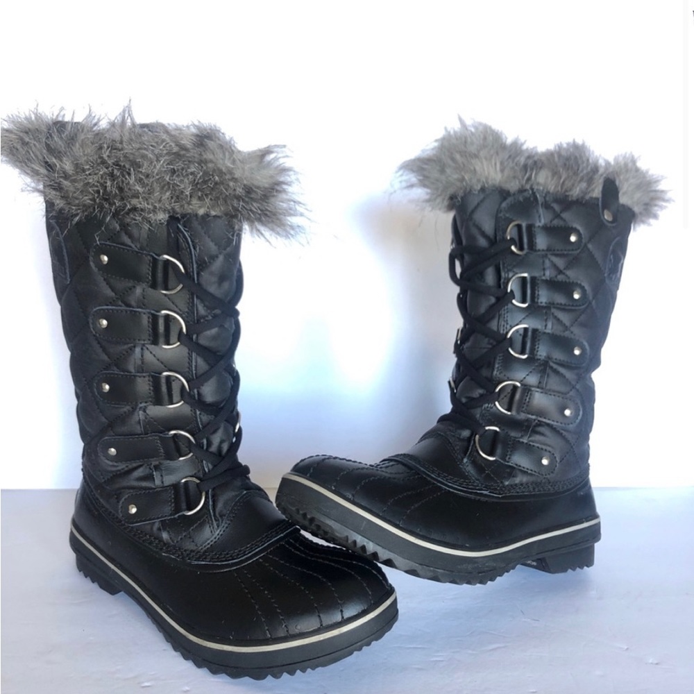 Sorel Torino II Black Faux Fur Women Winter Snow Boots 9